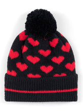 Load image into Gallery viewer, Valentina Hat-Black/Red Hearts
