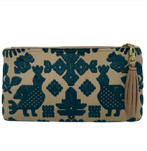 Load image into Gallery viewer, XL Velvet Cut Clutch-Peacock
